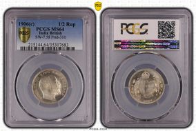 1906(C) 1/2 Rup SW-7.58 Prid-310 MS64