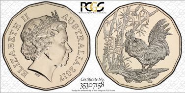 2017 50C Year of the Rooster MS69