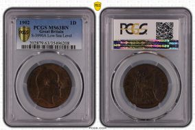 1902 1D S-3990A Low Tide MS63BN