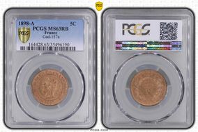 1898-A 5C Gad-157a F-118 MS63RB