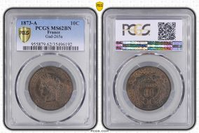 1873-A 10C Gad-265a MS62BN