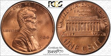 1984 1C Doubled Die Obverse MS67RD