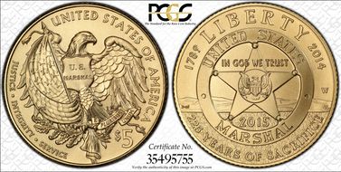 2015-W $5 U.S. Marshals Service MS70