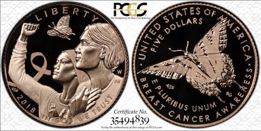 2018-W $5 Breast Cancer Awareness First Strike PR70DCAM