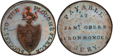 (c.1790) Tk 1/2D DH-27 Suffolk, Bury MS63BN