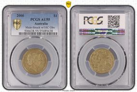 2000 $1 Mule-Struck w/10C Obv AU55