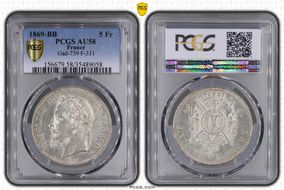 1869-BB 5 Fr Gad-739 F-331 Large BB AU58