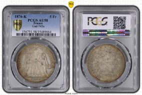 1876-K 5 Fr Gad-745a F-334 AU58