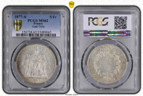 1877-A 5 Fr Gad-745a F-334 MS62