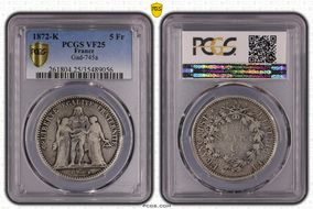 1872-K 5 Fr Gad-745a F-334 VF25