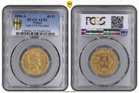 1830-A 40 Fr Gad-1105 F-544 Tr. creux AU53