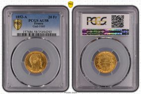 1852-A 20 Fr Gad-1060 AU58