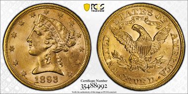 1893 $5 MS63