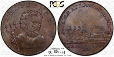 1794 Tk 1/2D DH-306 Middlesex, Fowler's MS64BN