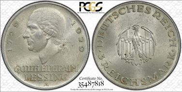 1929-A 3 Mk Lessing J-335 MS63