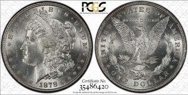 1878 8TF $1 VAM 14.10 Cracked Bonnet MS64