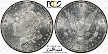 1878 8TF $1 VAM 19, Doubled Date MS64