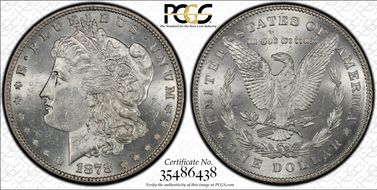 1878 7TF $1 VAM 187, Doubled R MS62