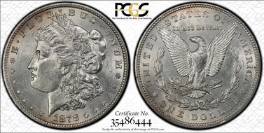 1878 7TF $1 VAM 222A, Face Chips AU58