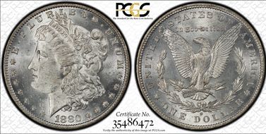 1880-O $1 VAM 7 Rusted Date MS62