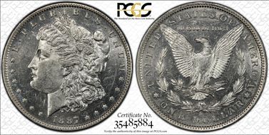 1887-O $1 VAM 2, Double 1, Triple 7 AU58