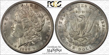 1888 $1 VAM 7 Doubled Reverse MS63