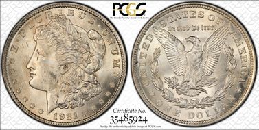 1921 $1 Wide Reeding MS62