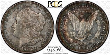 1878 8TF $1 VAM 14.9 Tripled Eyelid AU58