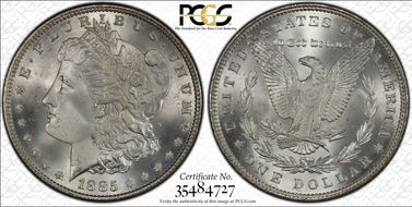 1885 $1 VAM 1C, Pitted Reverse MS66+