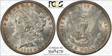 1886-O $1 VAM 1A, Clashed E MS62