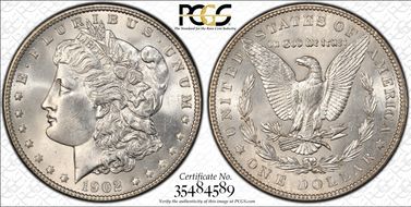 1902 $1 VAM 4, Doubled Ear MS64