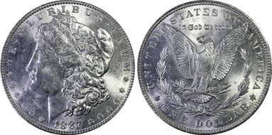 1887 $1 VAM 1B, Partial E Rev MS63