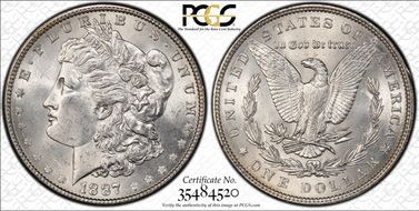 1887 $1 VAM 1B, Partial E Rev MS63