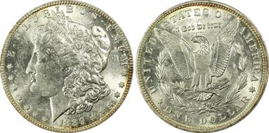 1889-O $1 VAM 1A Clashed E MS61