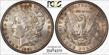 1901 $1 VAM 3, Shifted Eagle, DDR AU58