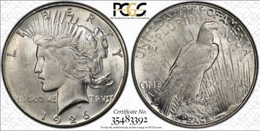 1926-S $1 VAM 3B, Overpolished Die MS63