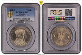1861-A Thaler Coronation KM-488  Ag MS62