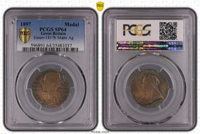 1897 Medal Eimer-1817b, BHM-3506 Matte Ag Diamond Jubilee SP64