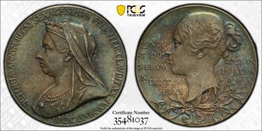 1897 Medal Eimer-1817b, BHM-3506 Matte Ag Diamond Jubilee SP64