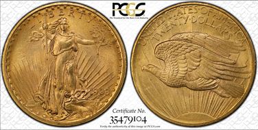 1908 $20 No Motto MS65