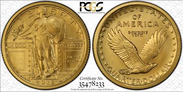 2016-W 25C 100th Anniversary Gold SP70