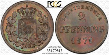 1871 2 Pfg MS66+ BN