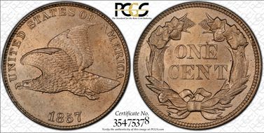 1857 1C Flying Eagle MS64