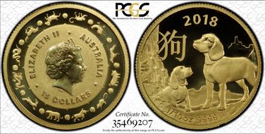 2018 $15 Year of the Dog PR69DCAM