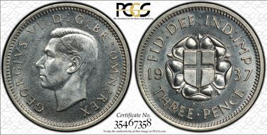 1937 3D S-4085 Silver Shield on Rose PR66