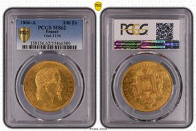 1866-A 100 Fr Gad-1136 F-551 MS62