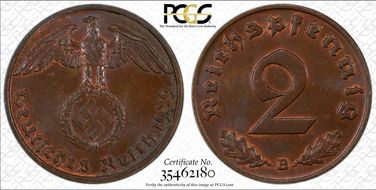 1939-B 2 Pfg J-362 MS65BN