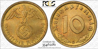 1938-G 10 Pfg J-364 MS66