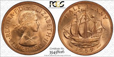 1959 1/2D S-4158 MS65RD