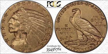 1915-S $5 XF45